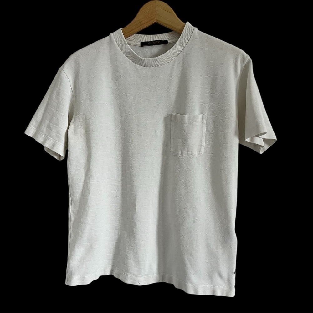 Louis Vuitton Auth Monogram Men's White T-Shirt Size Small